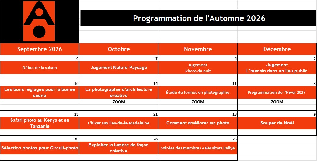 Programmation Automne 2026