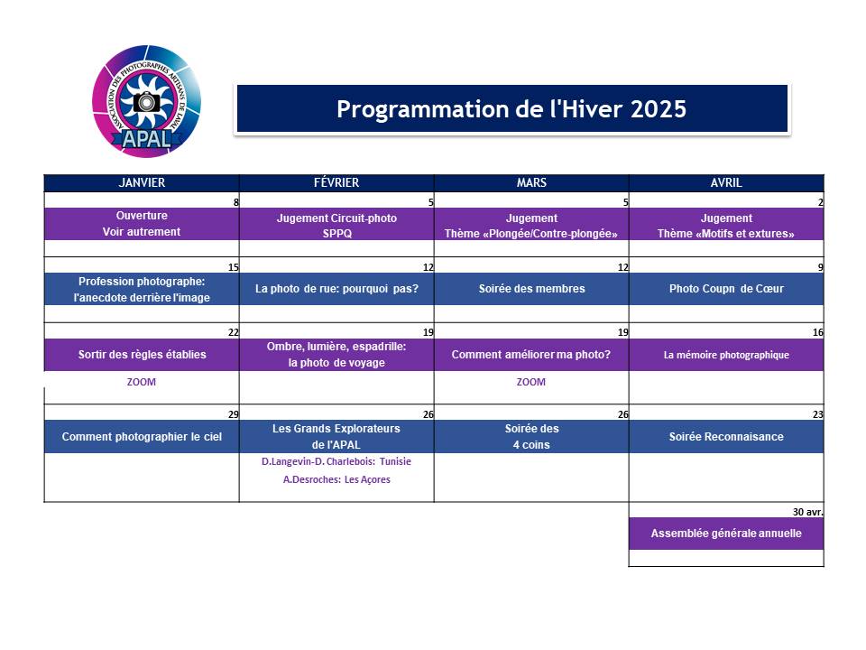 Programmation Hiver 2025