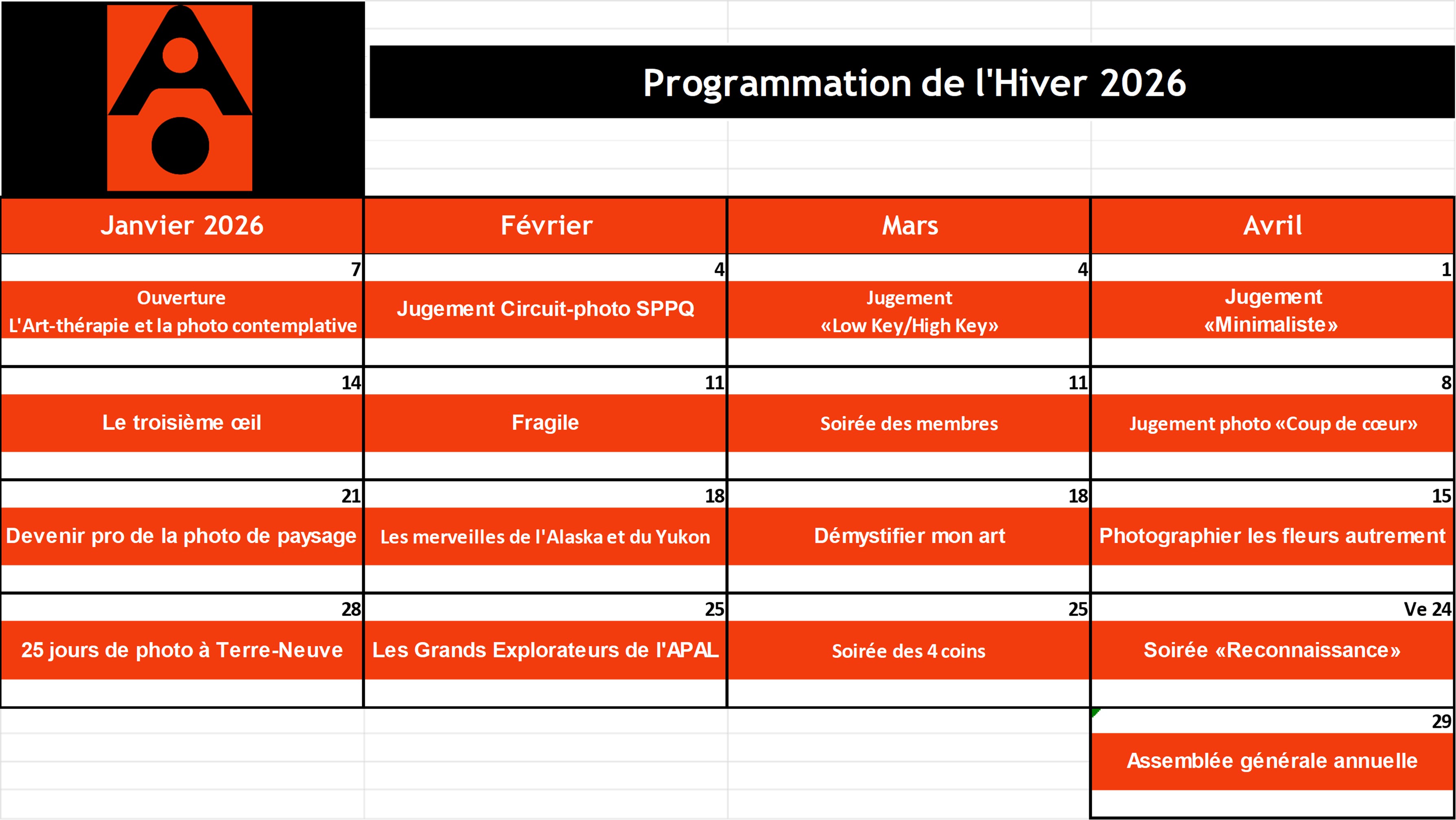 Programmation Hiver 2026